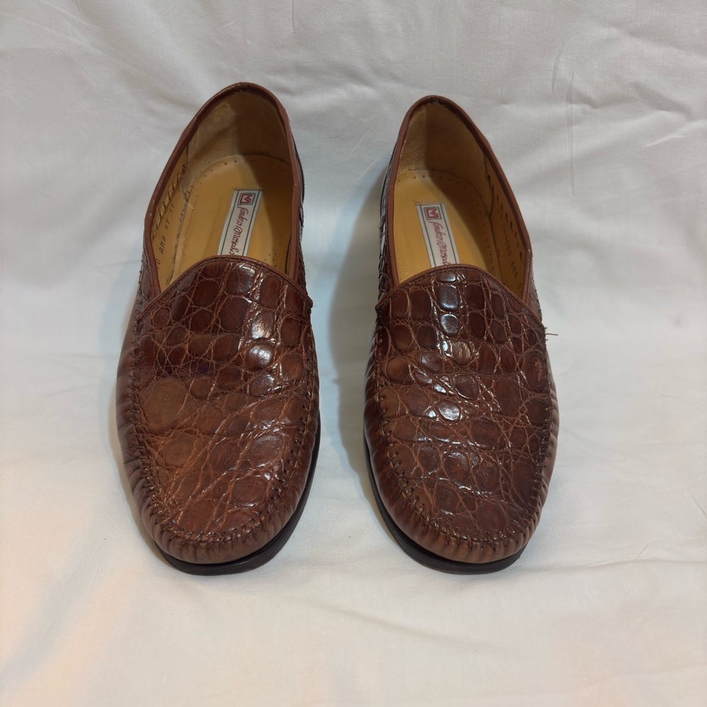 Men's Franco Moscoloni Brown Crocodile Leather Loafers